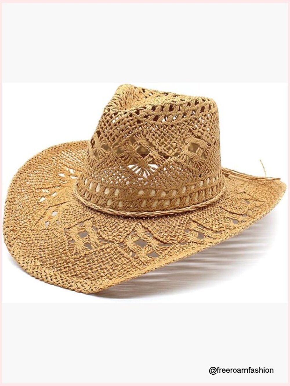 Foldable Wide Brim Cowboy Hat for Women Men, Paper Straw, Adjustable Size